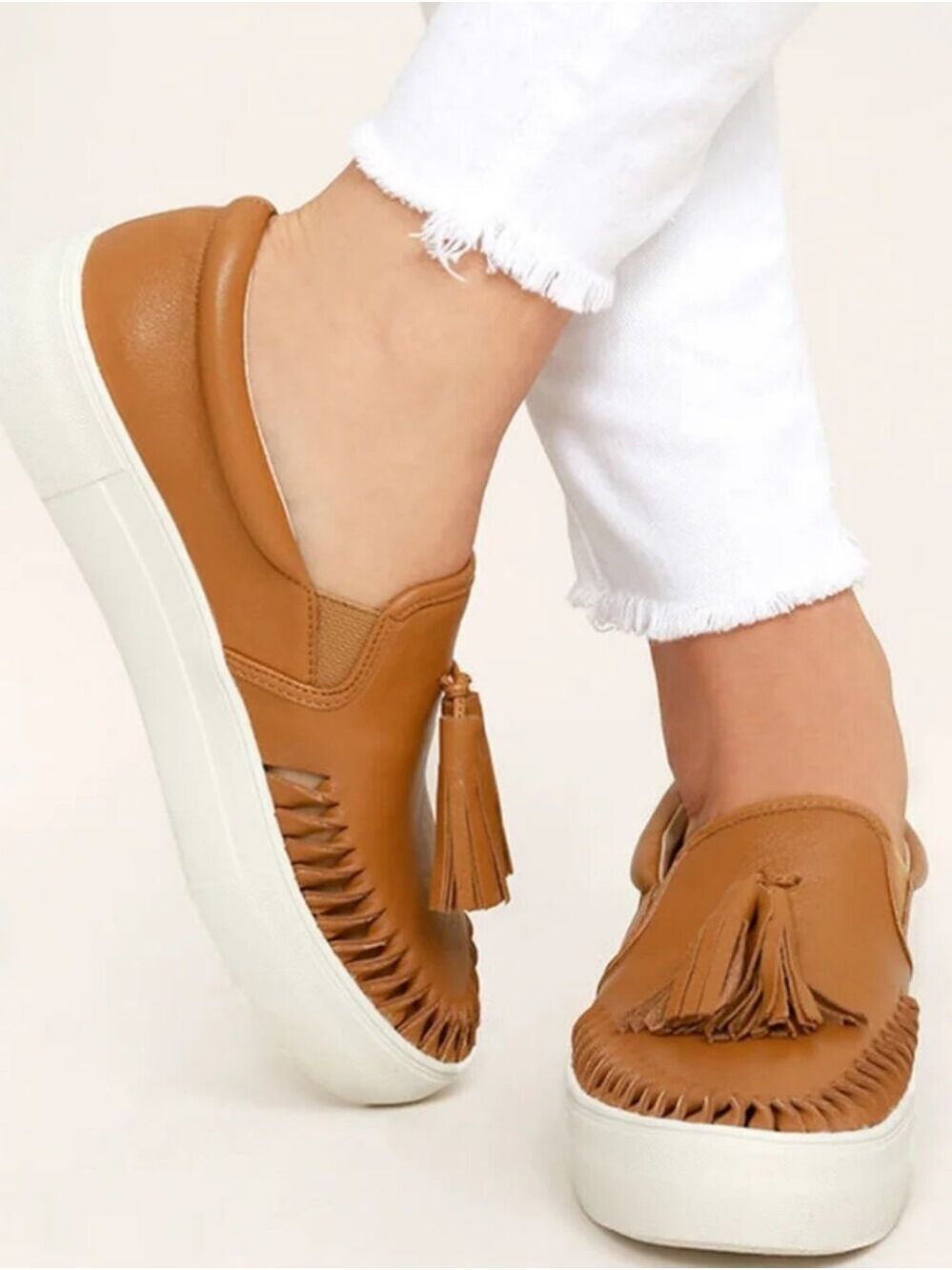 Vince Camuto Kyleena Leather Tassel Slip On Sneakers, Size 8.5M